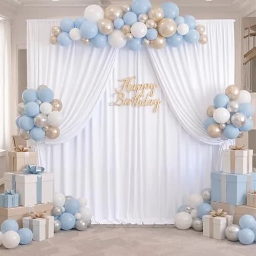 NSSONBEN Backdrop Curtains 10ftx7ft | Wrinkle-Free Polyester for Photography & Parties thumbnail 4