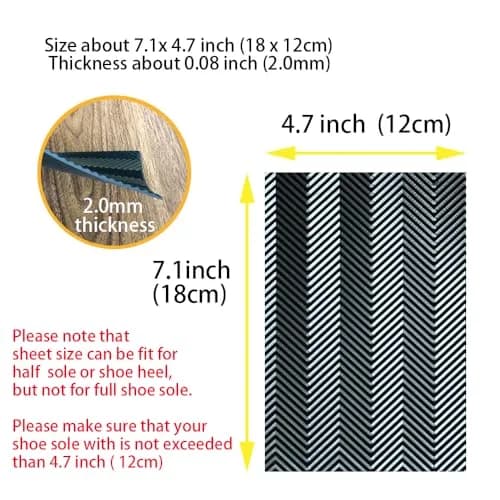 UNIKSTEP Shoe Sole Repair Rubber Sheets 7.1x4.7 Inches | Anti Slip & Noise Reduction, 2 Pairs thumbnail 5