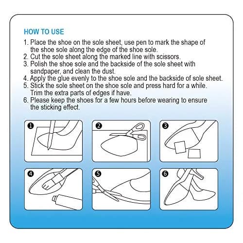 UNIKSTEP Shoe Sole Repair Rubber Sheets 7.1x4.7 Inches | Anti Slip & Noise Reduction, 2 Pairs thumbnail 7