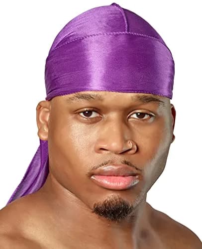 ShyneDurags Silky Durag - Purple | Perfect for Waves, Braids & Locs | Premium Silk Headwrap for Men & Women thumbnail 1