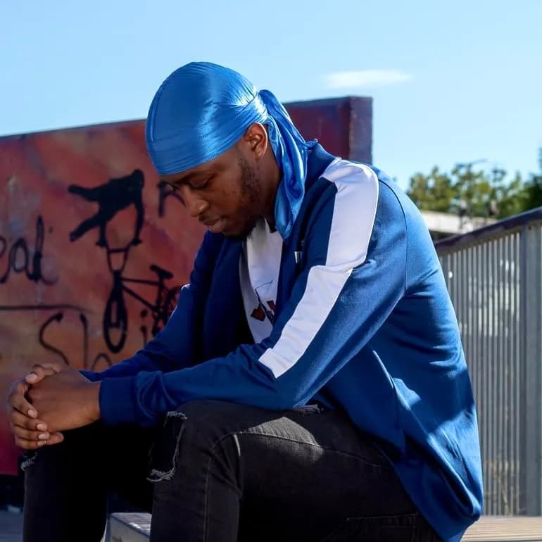 ShyneDurags Silky Durag - Blue | Perfect for Waves, Braids & Locs | Premium Silk Du Rags for Men & Women thumbnail 4