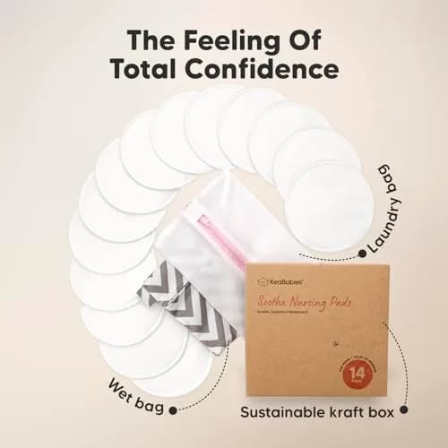 KeaBabies Reusable Nursing Pads for Breastfeeding (Soft White, 14-Pack, 14cm) thumbnail 7