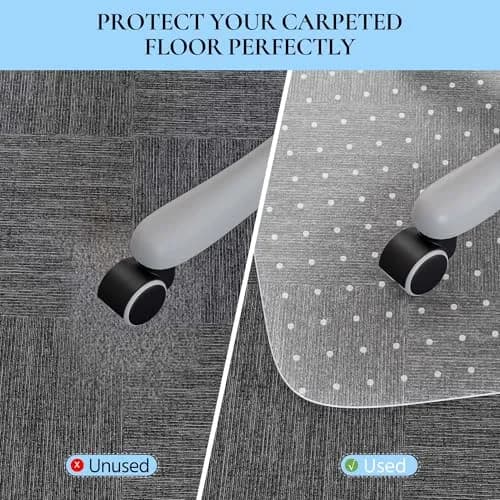 HOMEK 48" x 36" Clear Office Chair Mat for Low Pile Carpet | Heavy Duty PVC Floor Protector thumbnail 2