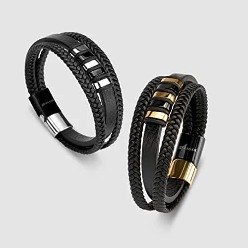 SERASAR Leather Men Bracelet Black Stainless Steel 23cm | Elegant, Durable & Gift-Ready thumbnail 7