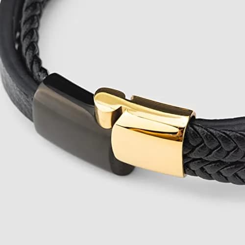 SERASAR Leather Men Bracelet Black Stainless Steel 23cm | Elegant, Durable & Gift-Ready thumbnail 9
