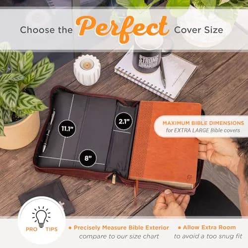 Christian Art Gifts Names of God Faux Leather Bible Cover for Men, Extra Large | Scripture Verse Exodus 34:6 thumbnail 5