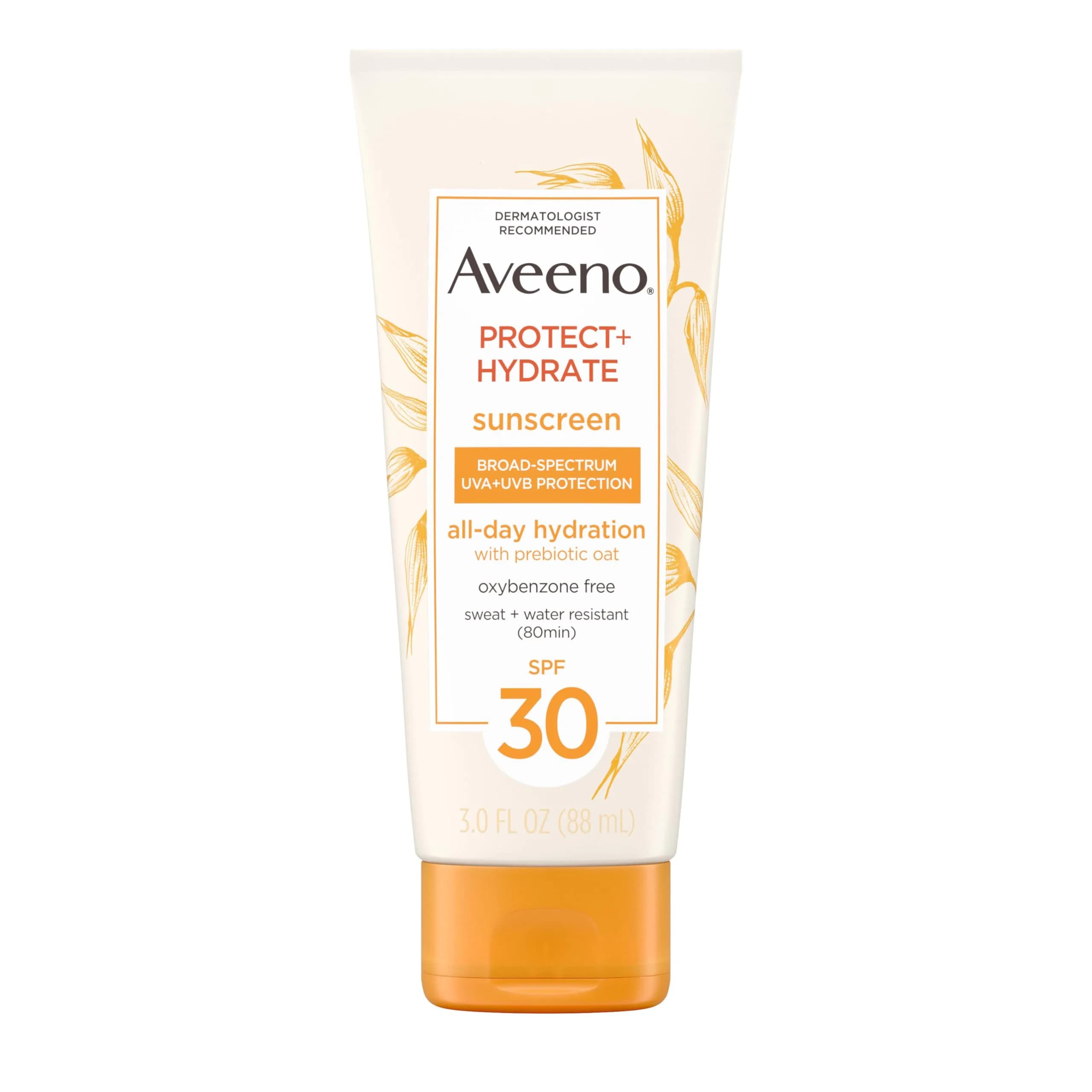 Aveeno Protect + Hydrate Sunscreen Lotion SPF 60 | 355ml (12 Fl Oz) | Broad Spectrum UVA/UVB Protection — Orange