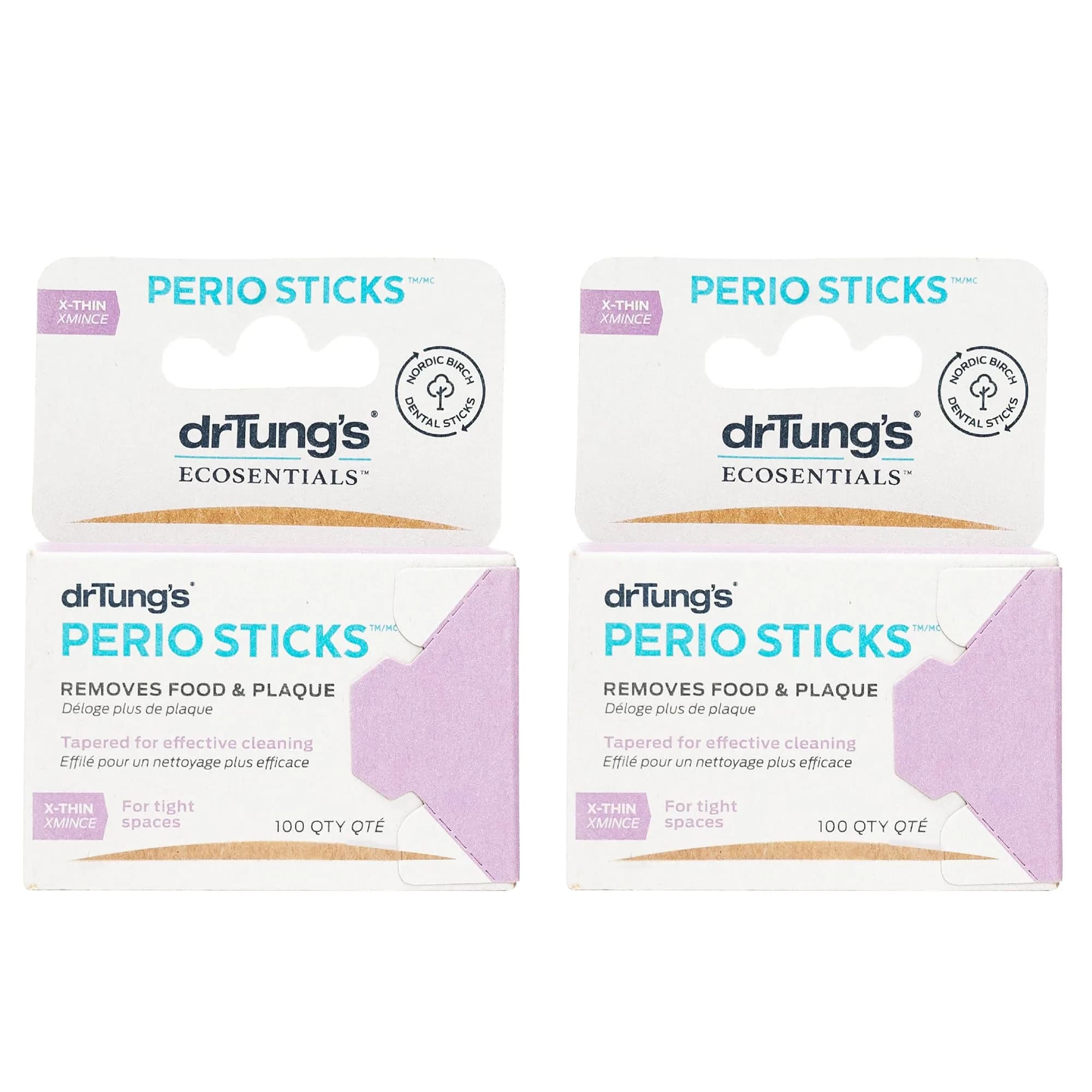drTung's Perio Sticks Dental Floss Picks - Thin, 600 Count (6x100) | Gentle Gum Cleaning & Plaque Removal — X-Thin