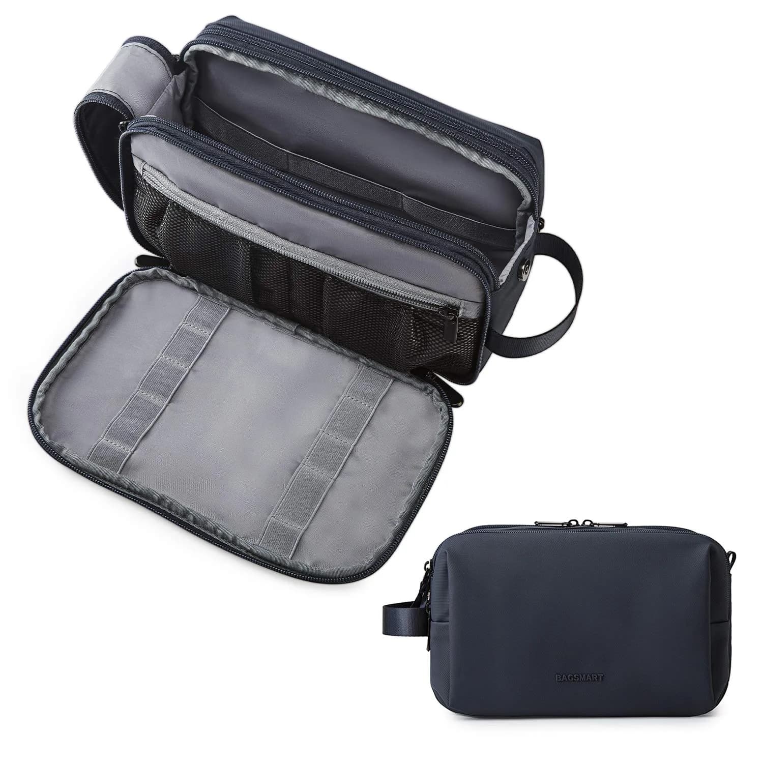 BAGSMART Toiletry Bag for Men, Travel Organizer, Water-Resistant, Black, Medium | Spacious & Multi-Functional — Navy Blue / Medium