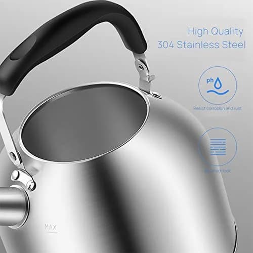 MAXCOOK 4.2 Quart/4L Stainless Steel Whistling Tea Kettle | Induction Compatible, Brushed Satin Finish thumbnail 5