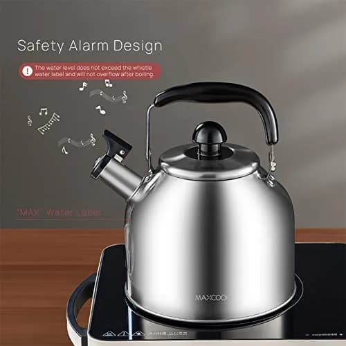 MAXCOOK 4.2 Quart/4L Stainless Steel Whistling Tea Kettle | Induction Compatible, Brushed Satin Finish thumbnail 6