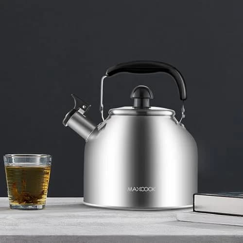 MAXCOOK 4.2 Quart/4L Stainless Steel Whistling Tea Kettle | Induction Compatible, Brushed Satin Finish thumbnail 2