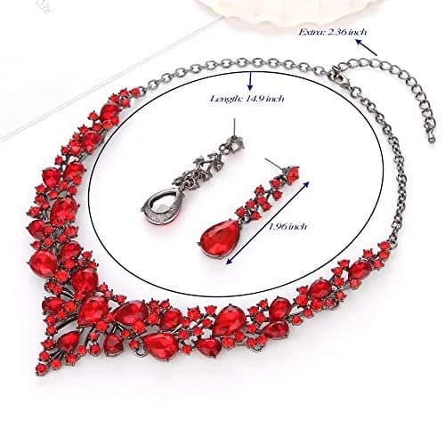 Molie Bridal Austrian Crystal Jewelry Set Adjustable | Elegant Wedding Gift (7.1 in x 2.2 in) thumbnail 3