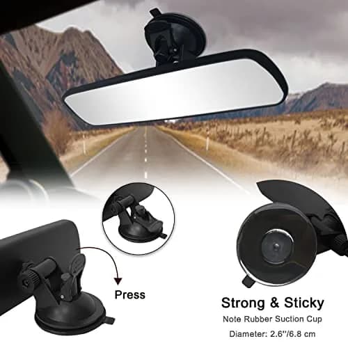 LECAMEBOR Rear View Mirror, Universal Thickened Anti-glare HD Car Interior Mirror | 24.5 x 7 CM, Plain HD, Wide View thumbnail 3