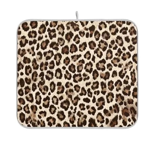 Kcldeci Leopard Print Dish Drying Mat 18x24 inch | Microfiber & Foam Absorbs Moisture thumbnail 8