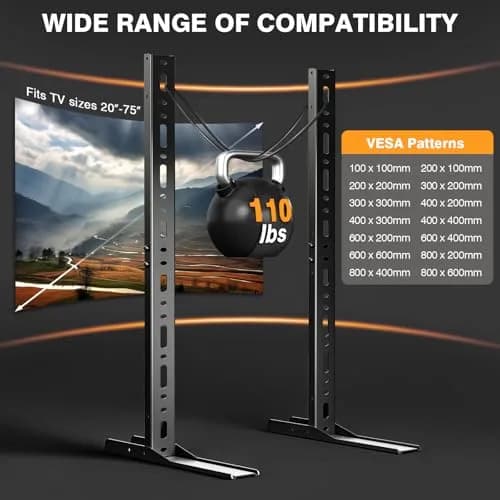 TAVR Universal Table Top TV Stand Mount for 20-75 Inch TVs | Heavy Duty Metal Support thumbnail 8