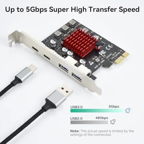 ELUTENG 4-Port PCIe USB 3.1 Expansion Card 2 USB-A 2 Type-C | Self-Powered, 10Gbps thumbnail 3