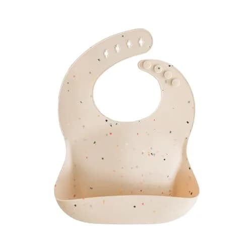 mushie Silicone Baby Bib | Adjustable Fit Waterproof Vanilla Confetti (133g) thumbnail 1