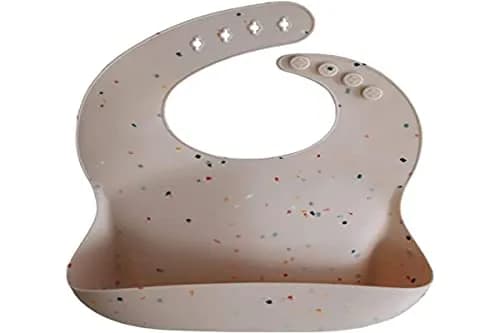 mushie Silicone Baby Bib | Adjustable Fit Waterproof Vanilla Confetti (133g) thumbnail 4