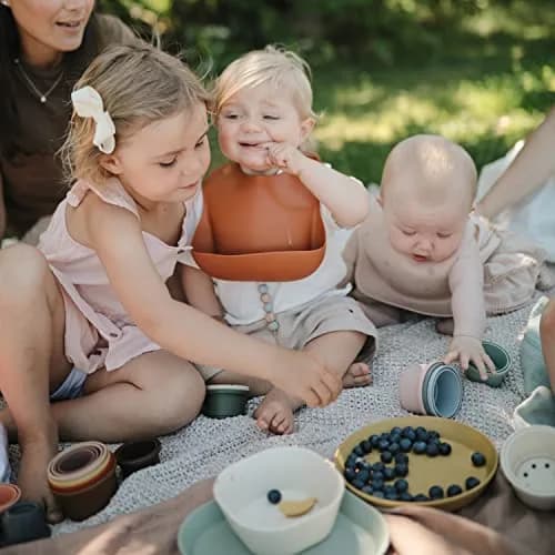 mushie Silicone Baby Bib | Adjustable Fit Waterproof Vanilla Confetti (133g) thumbnail 6