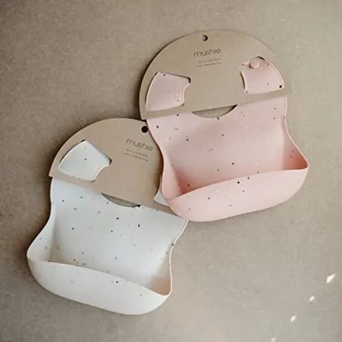 mushie Silicone Baby Bib | Adjustable Fit Waterproof Vanilla Confetti (133g) thumbnail 2