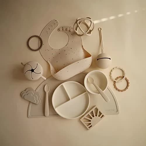 mushie Silicone Baby Bib | Adjustable Fit Waterproof Vanilla Confetti (133g) thumbnail 3