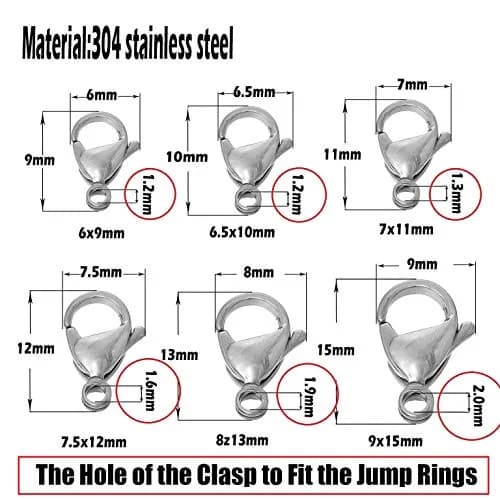 WOCRAFT Stainless Steel Jump Rings 300pcs Mix 8mm 9mm 10mm Thick 1.5mm Gauge | Strong Connector Rings for Jewelry Making thumbnail 4