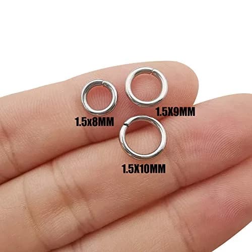 WOCRAFT Stainless Steel Jump Rings 300pcs Mix 8mm 9mm 10mm Thick 1.5mm Gauge | Strong Connector Rings for Jewelry Making thumbnail 2