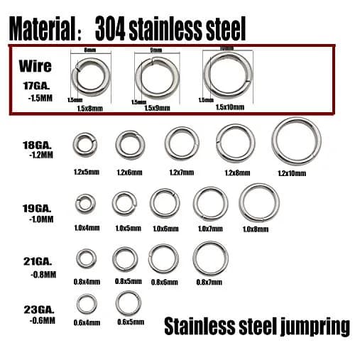 WOCRAFT Stainless Steel Jump Rings 300pcs Mix 8mm 9mm 10mm Thick 1.5mm Gauge | Strong Connector Rings for Jewelry Making thumbnail 3