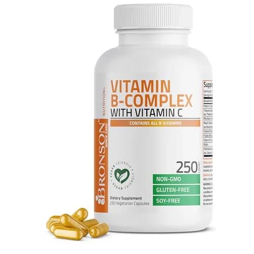 Bronson Vitamin B Complex with Vitamin C Vegetarian Capsules, 250 Count | Supports Energy & Immunity thumbnail 1