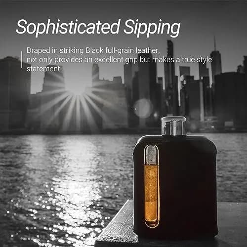 Ragproper Leather Glass Hip Flask 8oz | Durable Whiskey & Liquor Flask with Genuine Leather Cover thumbnail 2