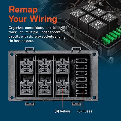 True MODS 12V Automotive Waterproof Fuse Relay Box Kit with 6 Relays & 10 Fuses | Organizes & Protects 6 Circuits thumbnail 3