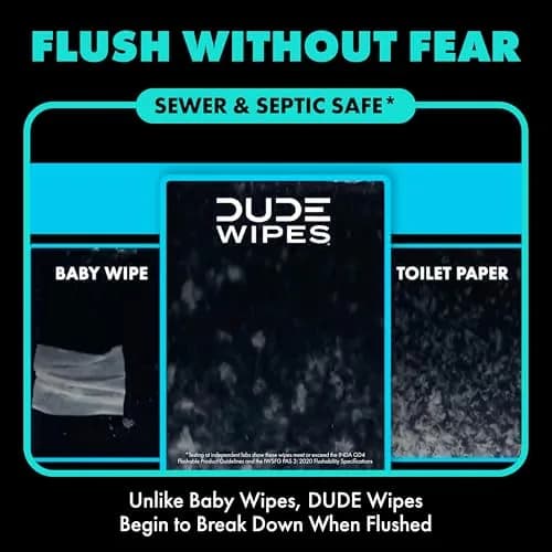 DUDE Wipes Mint Chill Adult Flushable Wet Wipes 48 Count | Refreshing, Hypoallergenic & Sewer Safe thumbnail 4