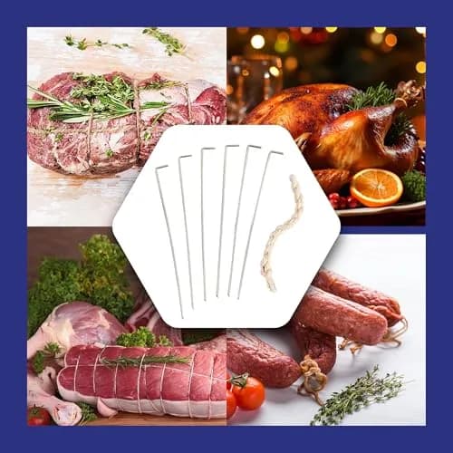 HIC Kitchen Roasting Holiday Turkey Lacer Kit, Cotton Twine & Stainless Steel Pins | Reusable, Oven Safe to 500°F thumbnail 4