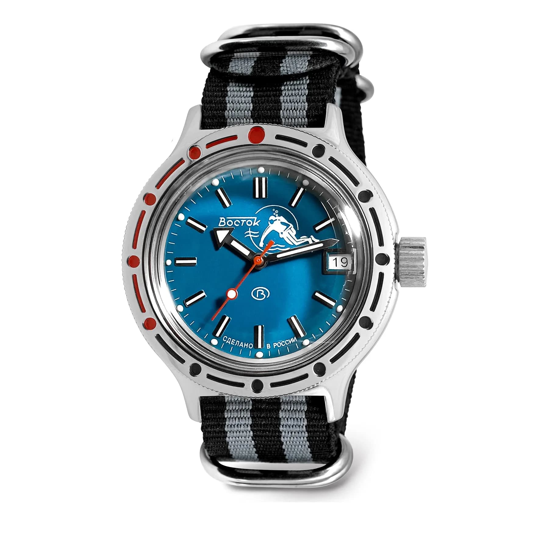 VOSTOK Amphibia 420059 Diver Watch 40mm Stainless Steel | 200m Water Resistance, Automatic — black-gray