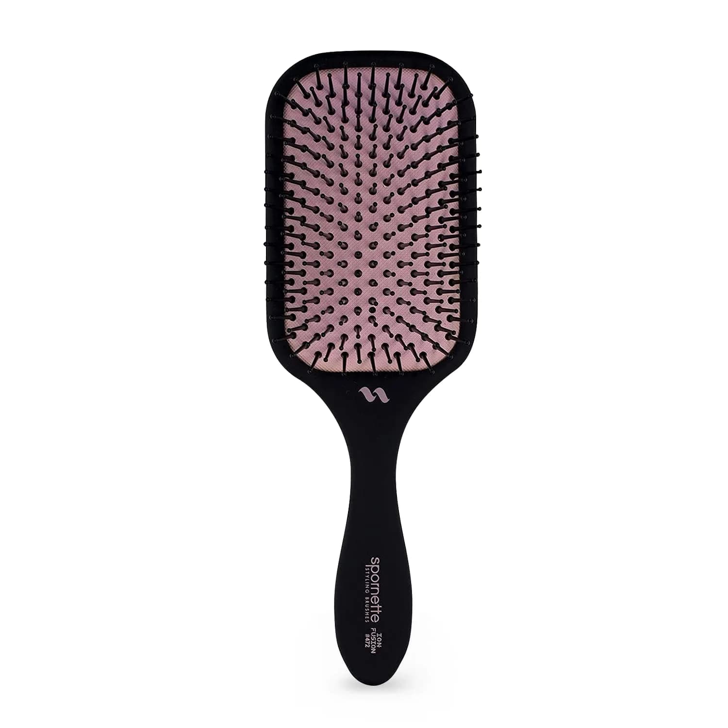 SPORNETTE Ion Fusion Paddle Hair Brush, Ionic Nylon Bristles - For Detangling, Straightening & Smoothing, Medium to Long Hair - All Hair Types For Men, Women and Children | Ionic Nylon Bristles — Pink