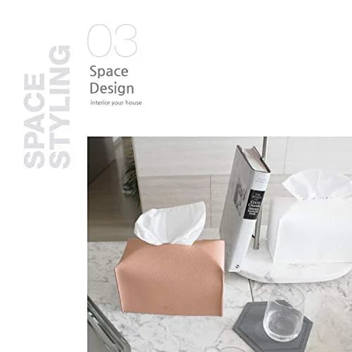 Carrotez PU Leather Rectangular Tissue Box Cover Holder - Peach Pink | Fits Standard Boxes thumbnail 4