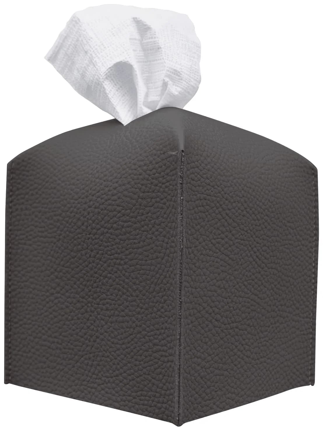 Carrotez Modern PU Leather Square Tissue Box Cover - Cocoa Brown — Charcoal / (Square)