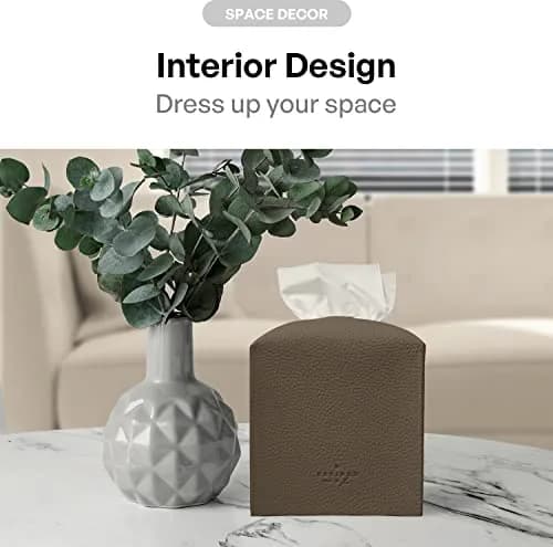 Carrotez Modern PU Leather Square Tissue Box Cover - Cocoa Brown thumbnail 4