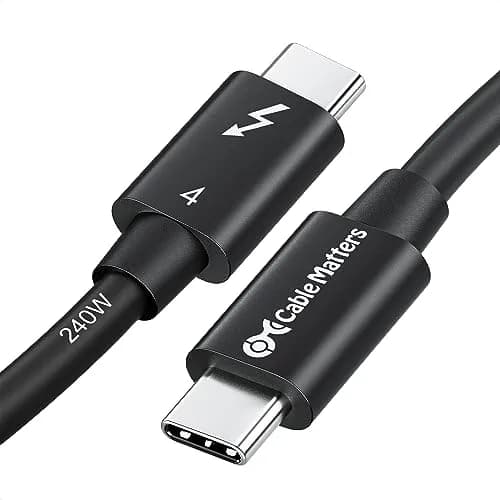 Cable Matters Thunderbolt 4 Cable 0.8m (2.6ft) | 40Gbps, 240W Charging, 8K Video thumbnail 1