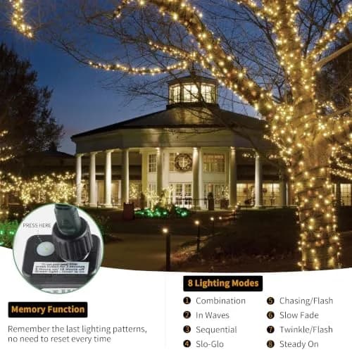 Tcamp 164ft 500 LED Warm White Christmas Tree Lights | 50m Green Wire Starry Fairy String Lights for Outdoor Indoor Decor thumbnail 2