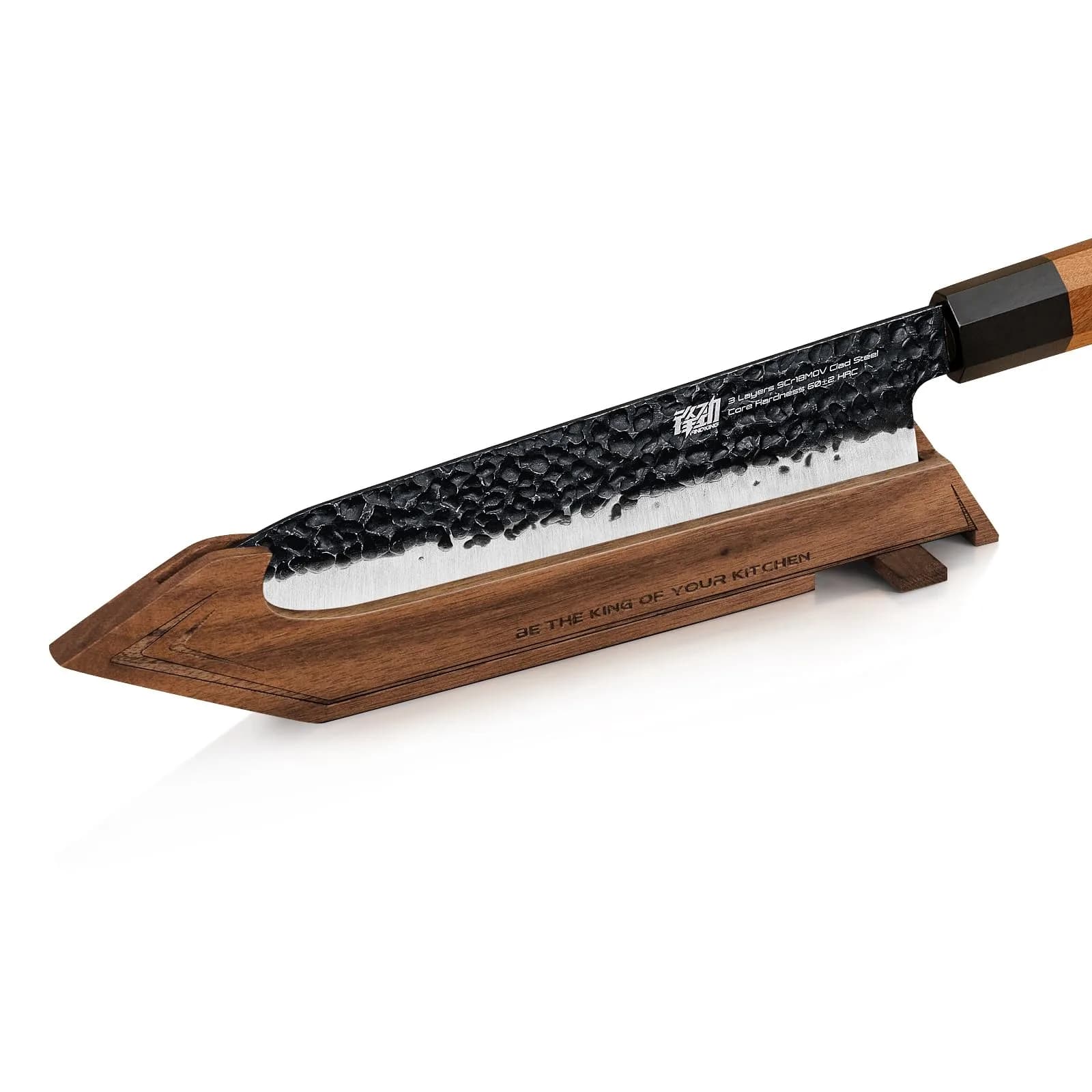 FINDKING Magnetic Edge Guard with Stand, Walnut Wood Blade Cover & Mini Knife Block for Counter Storage, Portable Protector for 8” Chef Knife - main product image