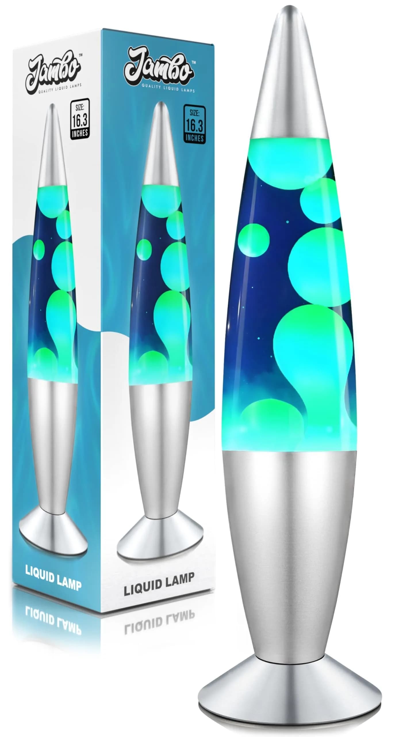 JAMBO 16" Liquid Motion Lamp - Blue with Yellow/Green Wax, 41.4cm (16.38") | Relaxing Lava Light for Home Decor - main product image