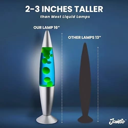 JAMBO 16" Liquid Motion Lamp - Blue with Yellow/Green Wax, 41.4cm (16.38") | Relaxing Lava Light for Home Decor thumbnail 9