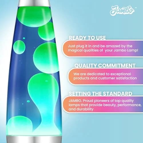 JAMBO 16" Liquid Motion Lamp - Blue with Yellow/Green Wax, 41.4cm (16.38") | Relaxing Lava Light for Home Decor thumbnail 3
