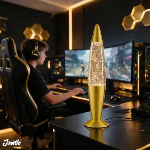 JAMBO 16-Inch Rainbow Glitter Lamp | Liquid Motion Lamp with Aluminum Base & Glass Shade thumbnail 5