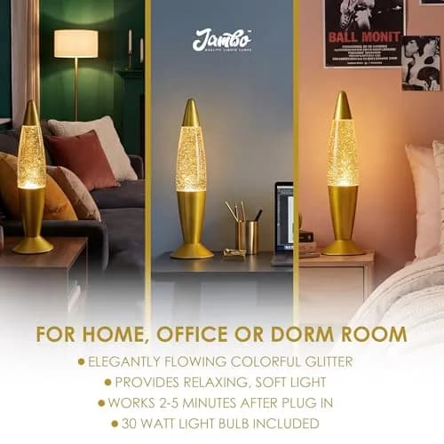 JAMBO 16-Inch Rainbow Glitter Lamp | Liquid Motion Lamp with Aluminum Base & Glass Shade thumbnail 7