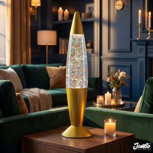 JAMBO 16-Inch Rainbow Glitter Lamp | Liquid Motion Lamp with Aluminum Base & Glass Shade thumbnail 2