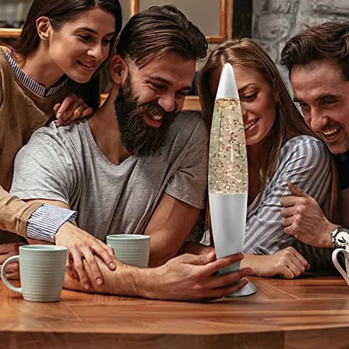 JAMBO 16-Inch Silver Star Glitter Lamp with E26 Base, 30W | Mesmerizing Liquid Motion for Any Room thumbnail 6