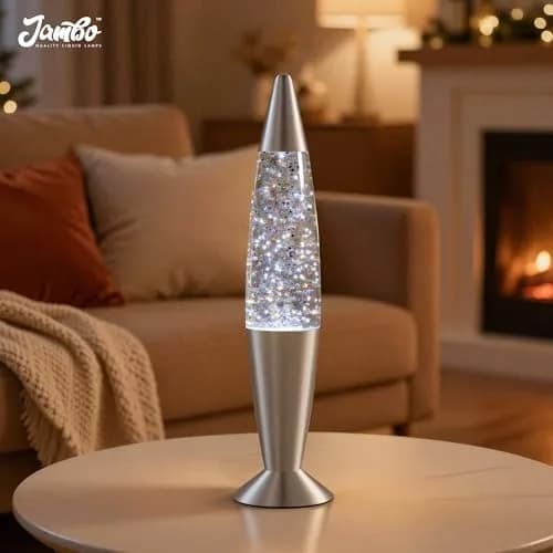 JAMBO 16-Inch Silver Star Glitter Lamp with E26 Base, 30W | Mesmerizing Liquid Motion for Any Room thumbnail 2